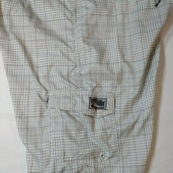 O'Neill Cream Beige Chequered Board Shorts Size 38 - Picture 4 of 12